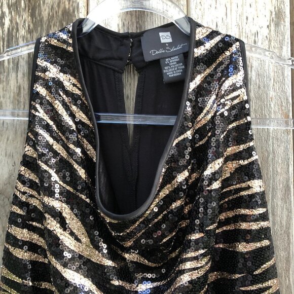 Debbie Shuchat Zebra Print Sequined Sleeveless Blouse Small - Picture 4 of 11